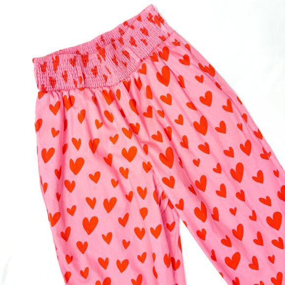 Lucy & Yak Alexa cotton trousers in pink heart cupid print size Medium - Picture 2 of 7